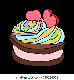 Cupcake vector illustration. Doodle style. Design, print, logo, decor, textile, paper.