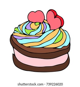 Cupcake vector illustration. Doodle style. Design, print, logo, decor, textile, paper.