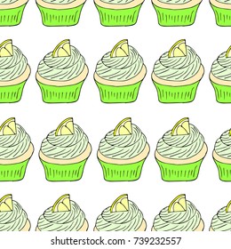 Cupcake vector illustration. Doodle style. Design, print, logo, decor, textile, paper.