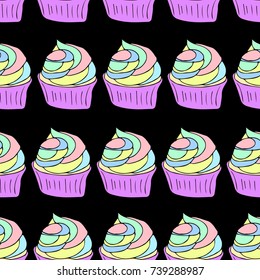 Cupcake vector illustration. Doodle style. Design, print, logo, decor, textile, paper.