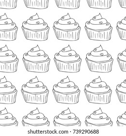 Cupcake vector illustration. Doodle style. Design, print, logo, decor, textile, paper.