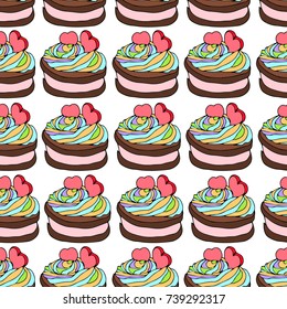 Cupcake vector illustration. Doodle style. Design, print, logo, decor, textile, paper.