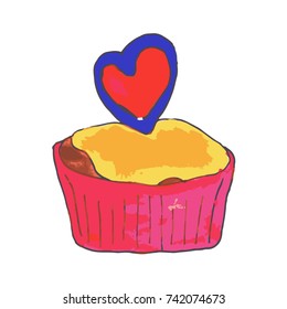 Cupcake vector illustration. Doodle style. Design, print, logo, decor, textile, paper.
