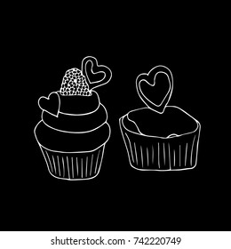 Cupcake vector illustration. Doodle style. Design, print, logo, decor, textile, paper.