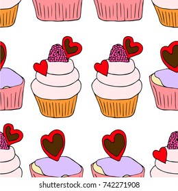 Cupcake vector illustration. Doodle style. Design, print, logo, decor, textile, paper.