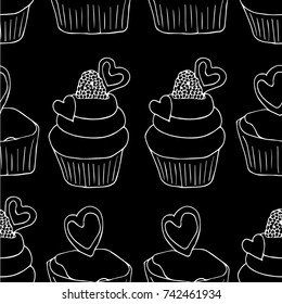 Cupcake vector illustration. Doodle style. Design, print, logo, decor, textile, paper.