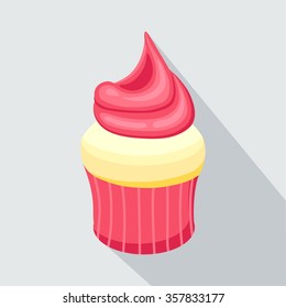 Cupcake vector illustration eps 10. Strawberry Muffin.