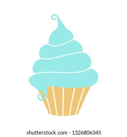 Cupcake vector illustration in flat style isolated on white background