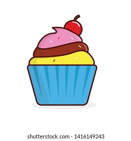 Cupcake vector illustration isolated on white background suitable for icon or illustration 