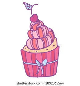 Cupcake vector illustration isolated on white background, cupcake clip art