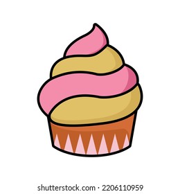 Cupcake vector illustration isolated on white background, cupcake clip art