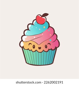 Cupcake vector illustration isolated on white background, cupcake