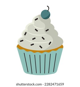 Cupcake. Vector illustration isolated on white background.