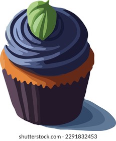 Cupcake vector illustration isolated on white background, cupcake clip art, semi-realistic, cartoony, Element