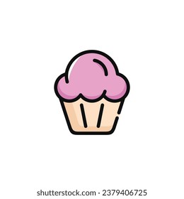 Cupcake vector illustration isolated on white background. Cupcake icon