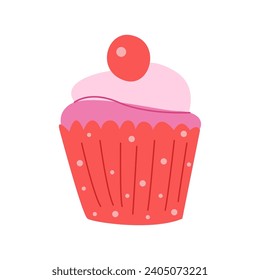 Cupcake Vector Illustration Isolated on White Background.