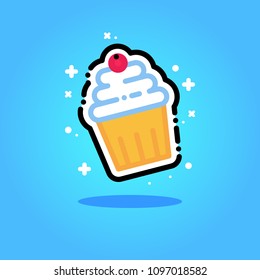Cupcake vector illustration in line style