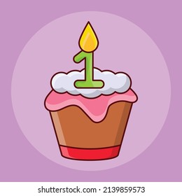 ilustración de cupcake Vector en un fondo transparente.Símbolos de calidad premium. icono plano de línea vectorial para el concepto y el diseño gráfico.