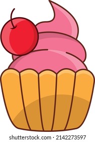 ilustración de cupcake Vector en un fondo transparente.Símbolos de calidad premium. línea vectorial plana     para el diseño gráfico y de concepto.