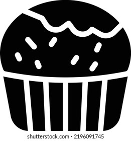 ilustración de cupcake Vector en un fondo transparente. Símbolos de calidad superior. Iconos vectoriales de glifos para diseño de conceptos y gráficos.