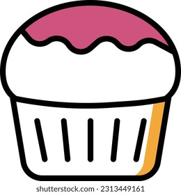 ilustración de cupcake Vector en un fondo transparente. Símbolos de calidad superior. Iconos vectoriales de color de línea para el concepto y el diseño gráfico.