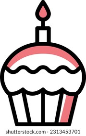 cupcake Vector illustration on a transparent background. Premium quality symmbols. Line Color vector icons for concept and graphic design.