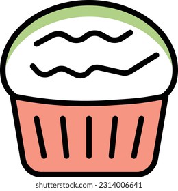 cupcake Vector illustration on a transparent background. Premium quality symmbols. Line Color vector icons for concept and graphic design.
