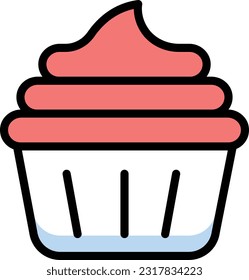 cupcake Vector illustration on a transparent background. Premium quality symmbols. Line Color vector icons for concept and graphic design.