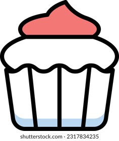 cupcake Vector illustration on a transparent background. Premium quality symmbols. Line Color vector icons for concept and graphic design.