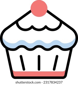 cupcake Vector illustration on a transparent background. Premium quality symmbols. Line Color vector icons for concept and graphic design.