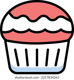 cupcake Vector illustration on a transparent background. Premium quality symmbols. Line Color vector icons for concept and graphic design.