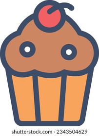 ilustración de cupcake Vector en un fondo transparente.Símbolos de calidad premium.Icono vectorial de trazo para el diseño de concepto y gráfico.