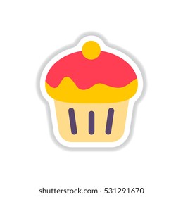 Cupcake Vector illustration in paper sticker style Cupcake