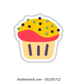 Cupcake Vector illustration in paper sticker style Cupcake