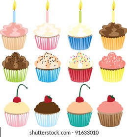 Cupcake vector illustration set EPS10