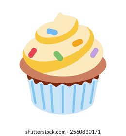 Cupcake vector illustration. Simple Cupcake icon emoji design.