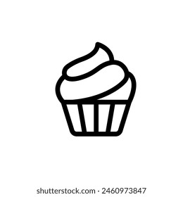 Icono de línea de Vector de cupcakes. Colección de ícono de comida. Señales finas para el menú del restaurante. Píxel perfecto 64x64. Trazos editables