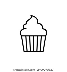 Cupcake vector line icon illustration.