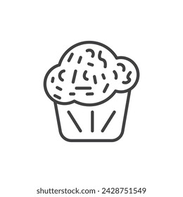 Cupcake Vector Line Icon Illustration.