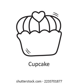 Cupcake vector outline Icon Design illustration. Bakery Symbol on White background EPS 10 File