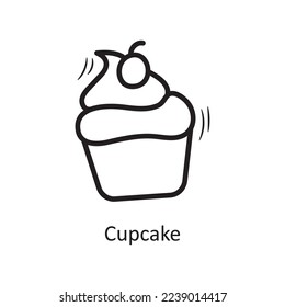 Cupcake vector outline Icon Design illustration. Food and Drinks Symbol on White background EPS 10 File