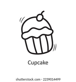 Cupcake vector outline Icon Design illustration. Food and Drinks Symbol on White background EPS 10 File