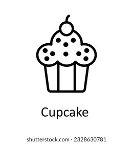 Cupcake Vector outline Icon Design illustration. Food and drinks Symbol on White background EPS 10 File