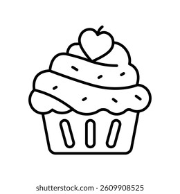 Cupcake vector outline icon. EPS 10 file