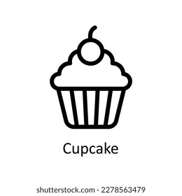 Vector de Cupcake       iconos de esquema. Material gráfico simple