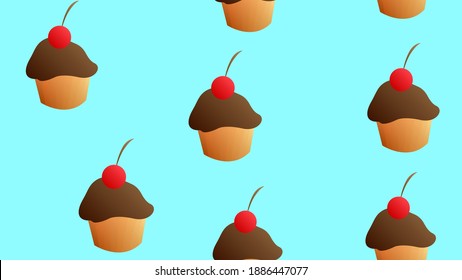 Cupcake vector pattern. Hand drawn cute cupcakes seamless background. Party, birthday, greeting cards, gift wrap, stationery