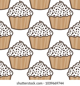 Cupcake vector pattern white background