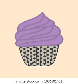 Cupcake vector with polka dot pattern