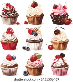 Cupcake vector set  illustration Clipart
