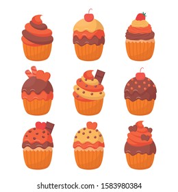 Cupcake vector set illustration isolated on white background 